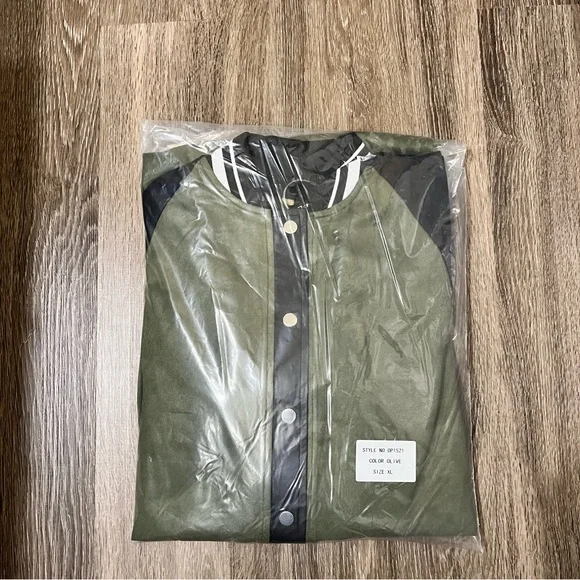 SoNo Chic Varsity Faux Suede Green Maxi Front Snap Jacket - Picture 14 of 14